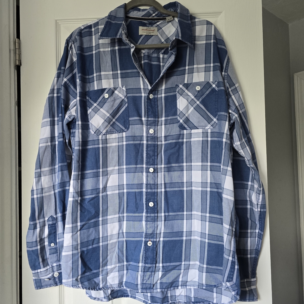 Weatherproof Blue and White Plaid Casual Shirt